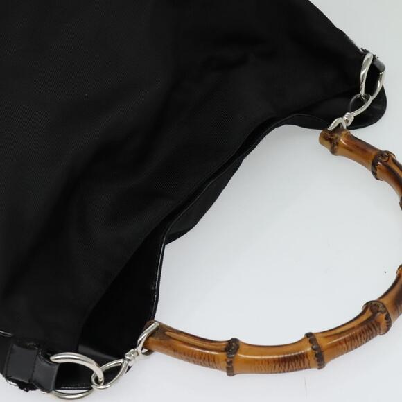 GUCCI Bamboo Hand Bag Nylon Black Silver 001 2404 001 2404 - Picture 6 of 16